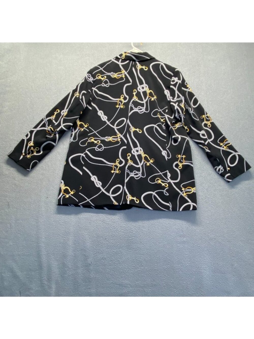 Colleen Lopez Nautical-Print Women's Blazer Size XL,Black,One Button,Lined - Picture 2 of 9